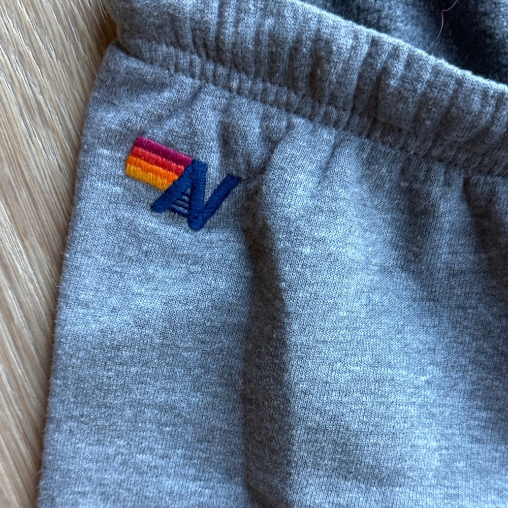 Aviator Nation Grey Sweatpants with Rainbow Side Stripes - Picture 3 of 4